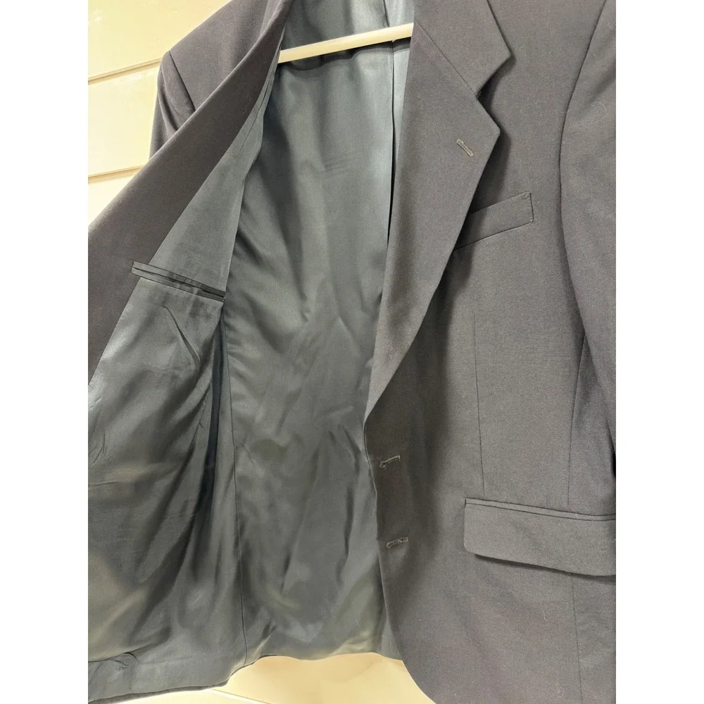 Robert Morris Mens Navy Blue Two Button Blazer Sport Coat Made in USA